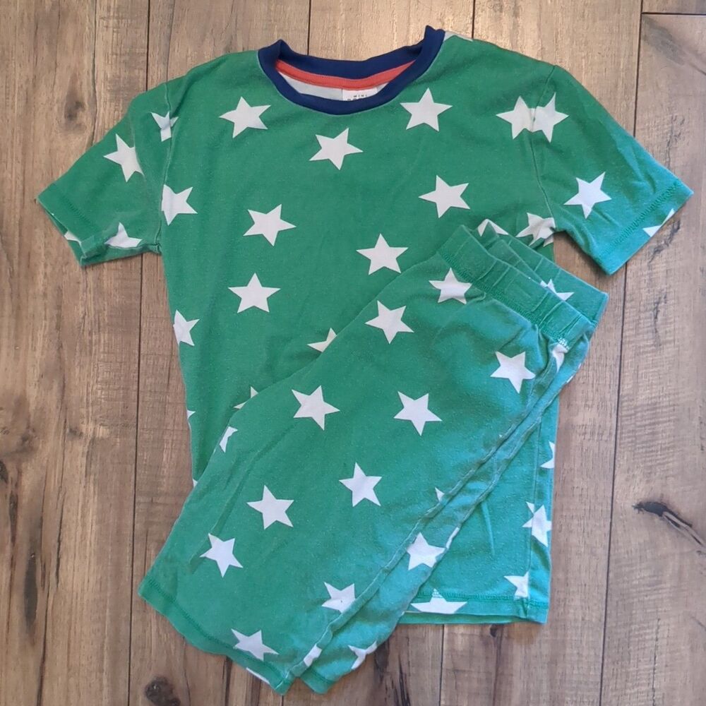 Mini Boden Boys Green White Star Pajama Short Sleeve Shorts Set – Size 12Y